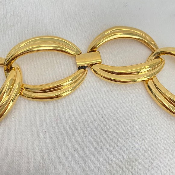 Napier Necklace F90 Vintage Chunky Choker Gold Tone Oversized Curb Links - Picture 7 of 11